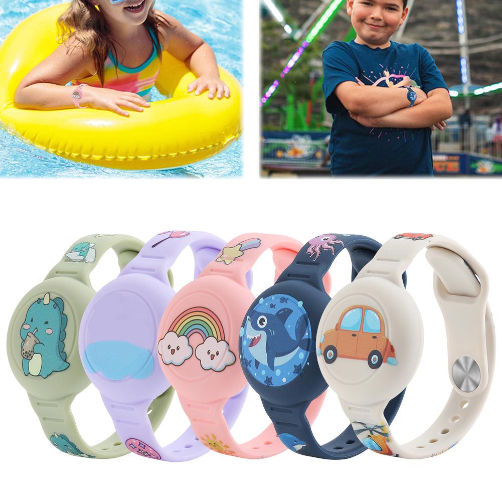 For Airtag Holder Bracelet Airtags Case Straps Cute Cartoon Watchband GPS Tracker Waterproof Silicone Holder