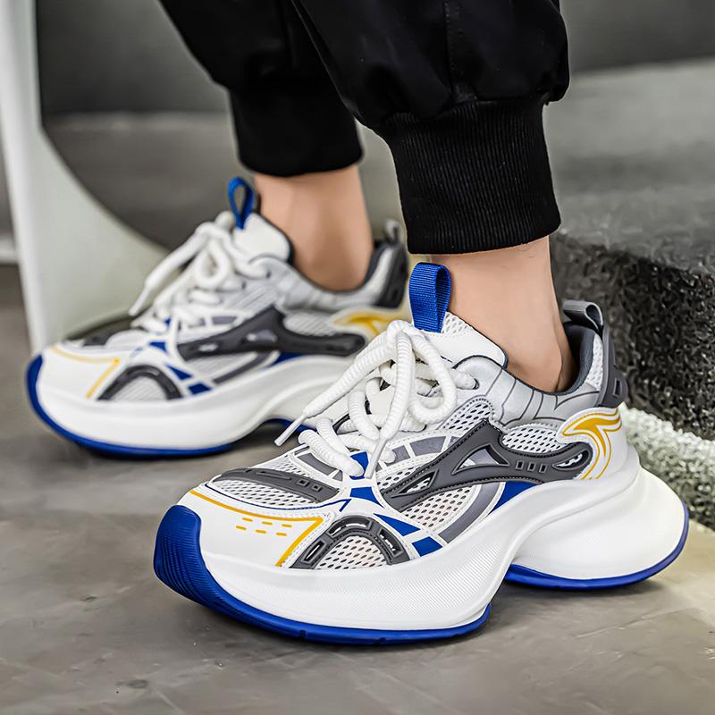 Fashion 2025 Spring Summer New Mesh Dad Shoes for Men Thick Sole Height Increasing Breathable Versatile Casual Sports Campus White Snea