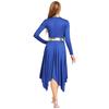 Metallic Patchwork Dress for Women Long Sleeve Worship Praise Tunic Irregular Hem Dance Costume