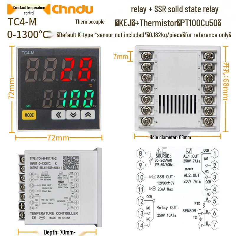 Умный терморегулятор TC4S/5-H/M/L с коммуникацией 485 и цифровым дисплеем