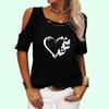 Women Fashion Short Sleeve Tee Shirt Ladies Off Shoulder Print Top Summer Casual T-shirt