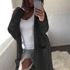 Женская мода повседневная карман вязаный свитер с длинным рукавом кардиган пальто