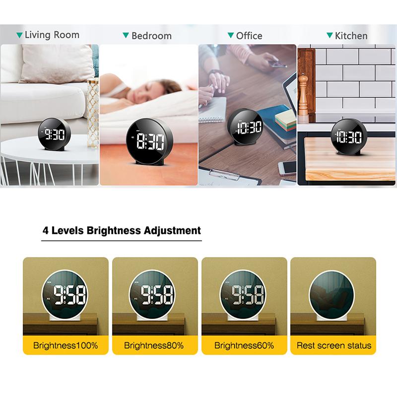 Цифровой будильник со светодиодной подсветкой, настольные дорожные электронные часы с двумя будильниками, функцией повтора сигнала 12/24 ч, недельный дисплей, прикроватные часы, настольные часы