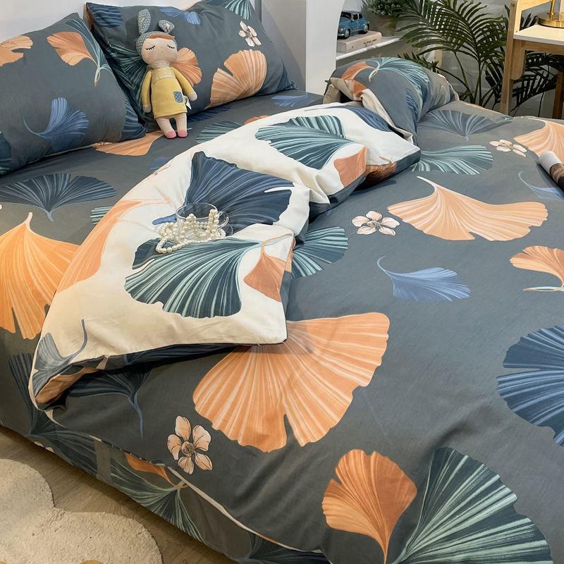 Four-piece Bed Cotton Nordic Style Quilt Cover Cotton Bed Linen Quilt Cover Pillowcase Set Household Bedding