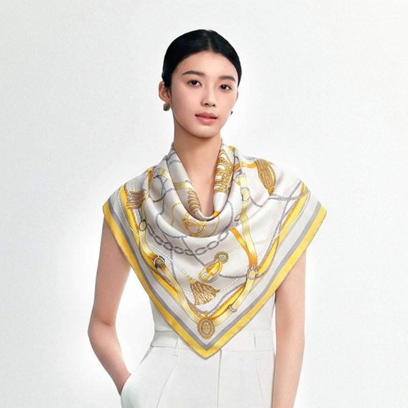 Double-sided Floral Print 100% Silk Scarf 86x86cm European Style Foulard Gift