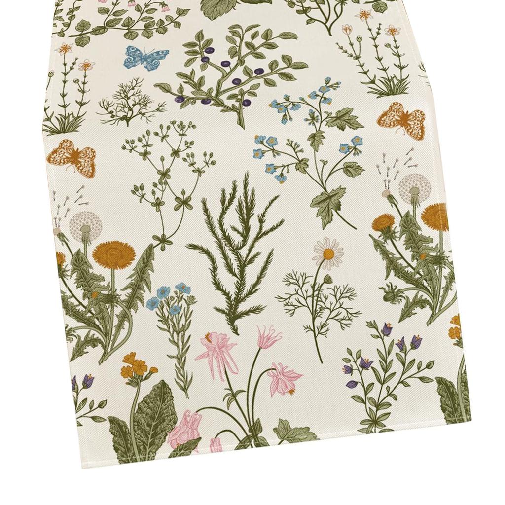 Весенняя льняная скатерть с цветочным принтом, декоративное покрытие для обеденного стола для сезонного домашнего декора