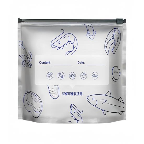 Пакеты из алюминиевой фольги, запечатываемые, герметичные, многоразовые, запечатанные пакеты, стоячие вакуумные пакеты с застежкой-молнией и этикеткой для хранения овощей, фруктов, мяса