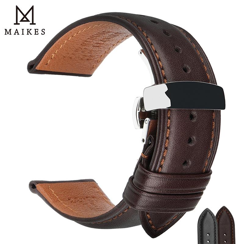 Ремешок для часов из натуральной кожи, ремешок для часов 22 мм, универсальный браслет с диспенсером, пряжка-бабочка, ремешок со стальной пряжкой для Tissot Seiko