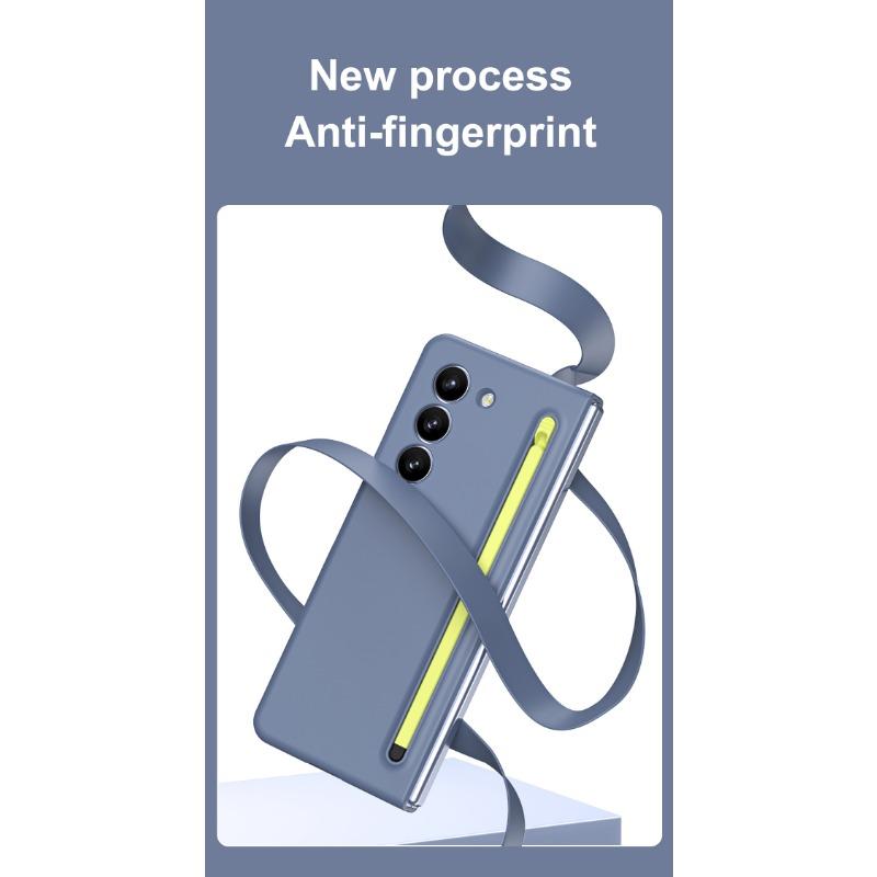 Пластиковый чехол для телефона с гнездом для ручки для Samsung Galaxy Z Fold 6 5 4 Fold6 Fold5 Fold4 Fold3 Защитная пленка для стекла, включая ручку