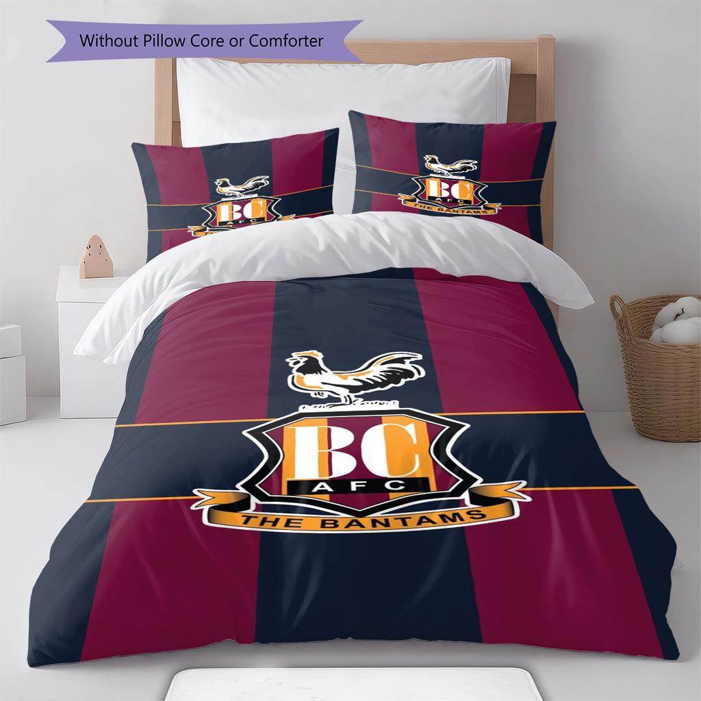 Bradford City AFC Pattern Bedding Set Quilt Cover Pillowcase Home Decor Gift (1 * duvet cover + 2 * pillowcase, without core)
