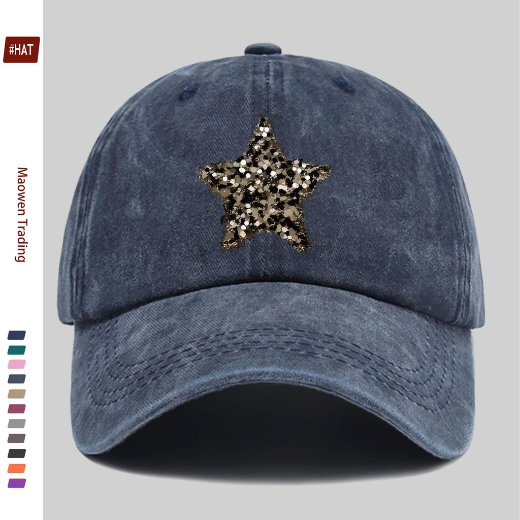 pc Sparkling Star Print Baseball Cap Home Leisure Heart Decor Papa Hat Truck Driver Sun Hat Washable Adjustable Headwear St