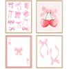 Boat Wades Pink Coquette Bow Wall Art Poster,Bow Pink Room Decor,Preppy Pink Coquette Bow Poster Prints Wall Art,Bow Room Decor,Girls Bedroom Dorm