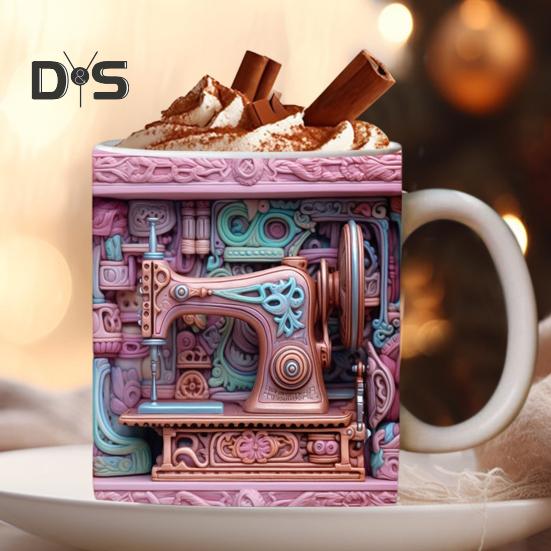3D швейная расписная кружка, креативный космический дизайн с ручкой, безопасная для микроволновой печи, многоцелевая кружка, подарочные принадлежности