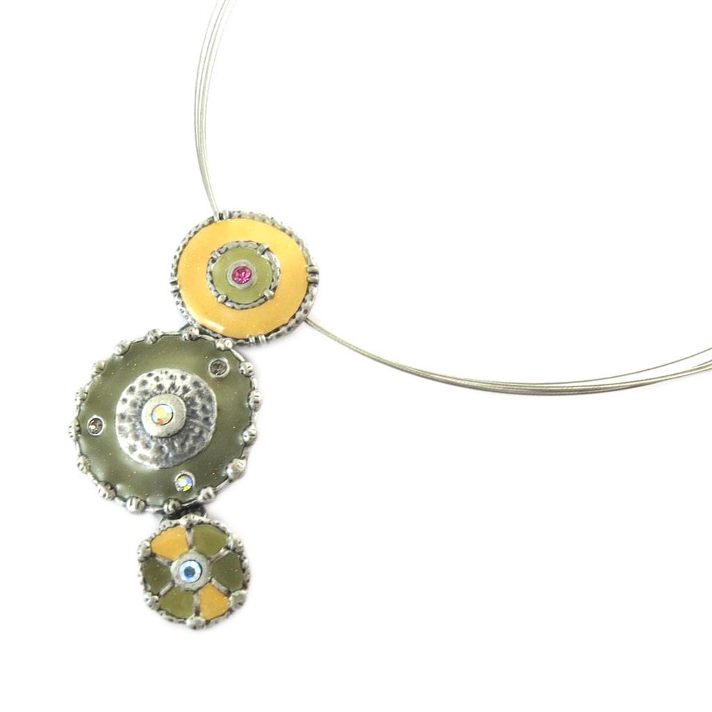 Les Trésors De Lily [E2468] — Дизайнерское колье «Мимозы» цвета охры серого цвета