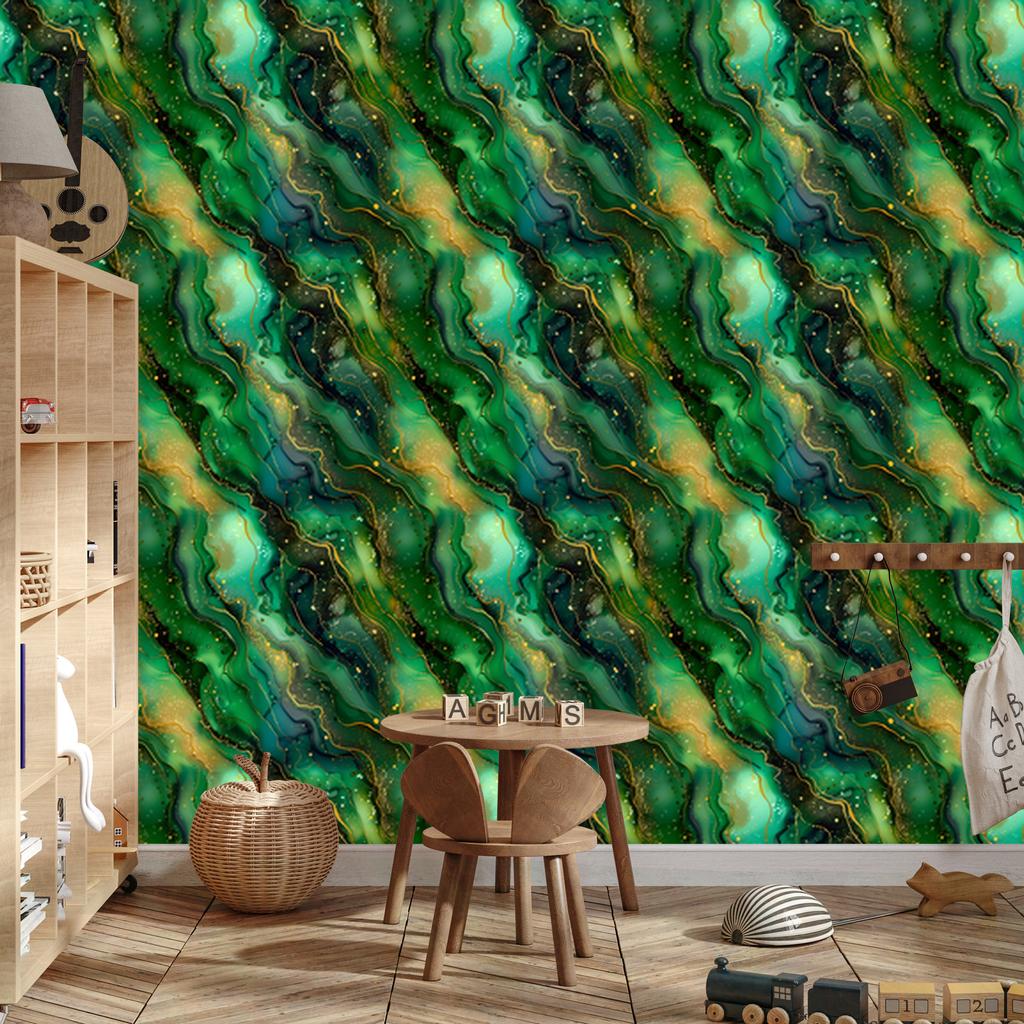 Bottle green, green, sea green and olive ink wallpaper 50x1000