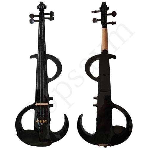 Jopsavm Full-Size Violin Set, Solid Wood Electric Silent Violin with Chin Rest, Ebony Accessories, Hard Case, Spare Strings, Audio Cable, Rosin, and B