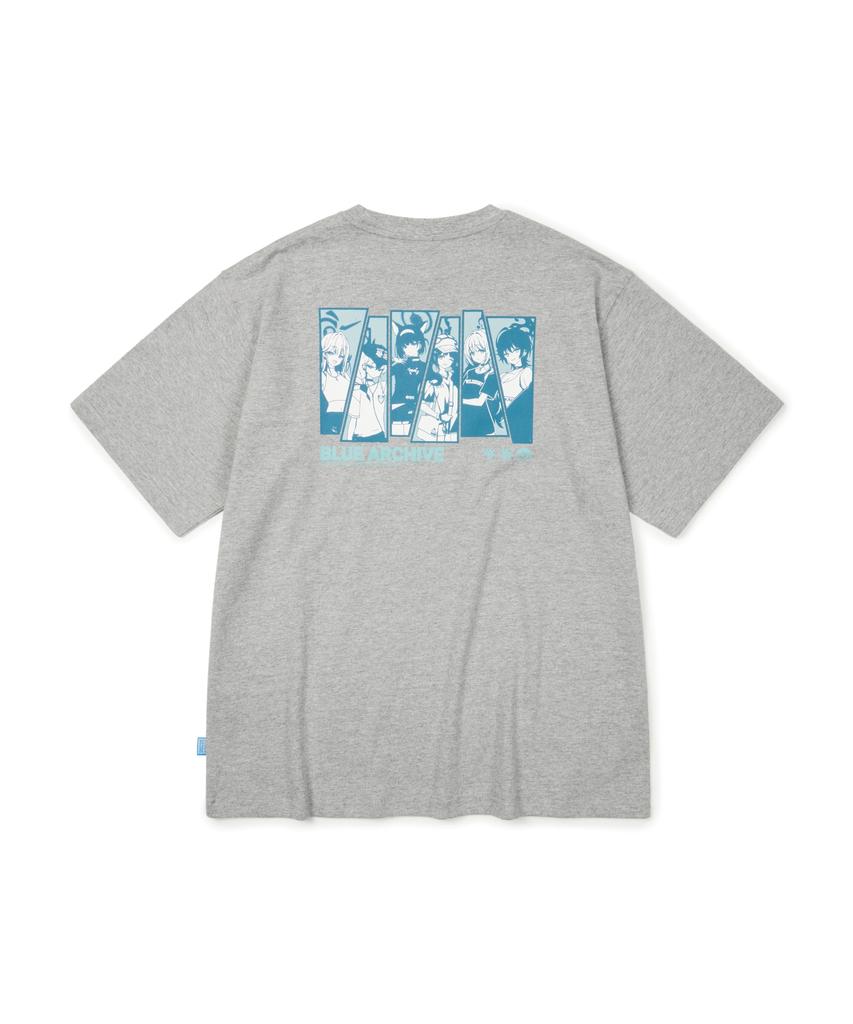 DISCUS ATHLETIC Blue Archive Panel Graphic T-Shirt Melange Gray