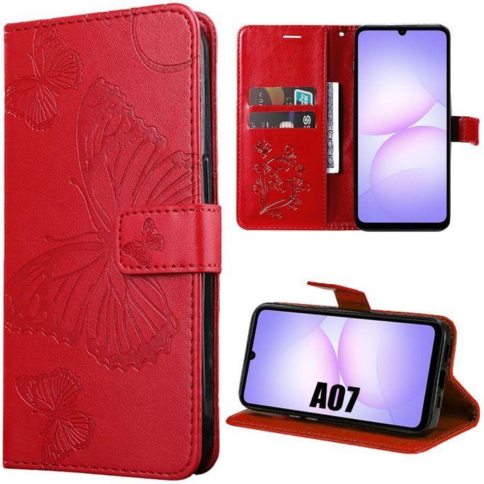 Coque de Protection - BOOLING - pour Samsung Galaxy A07 - Anti-Rayures - Cuir Synthétique - Motif Papillon