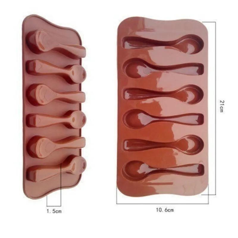 Качественная силиконовая форма для шоколада своими руками в виде шести ложек, хорошая выпечка, украшение торта, конфеты, новая горячая форма для торта