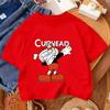 Kids Short Sleeve T Shirt Cool Dabbing Cuphead Game Character Letter Print Crew Neck Cartoon Graphic Casual Boys Girls Daily Top