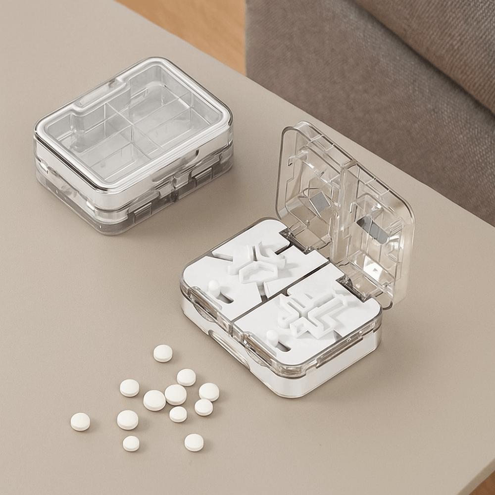 Moisture-proof Double-Layer Pill Box Plastic Pill Splitter Portable Pill Organizer Kids