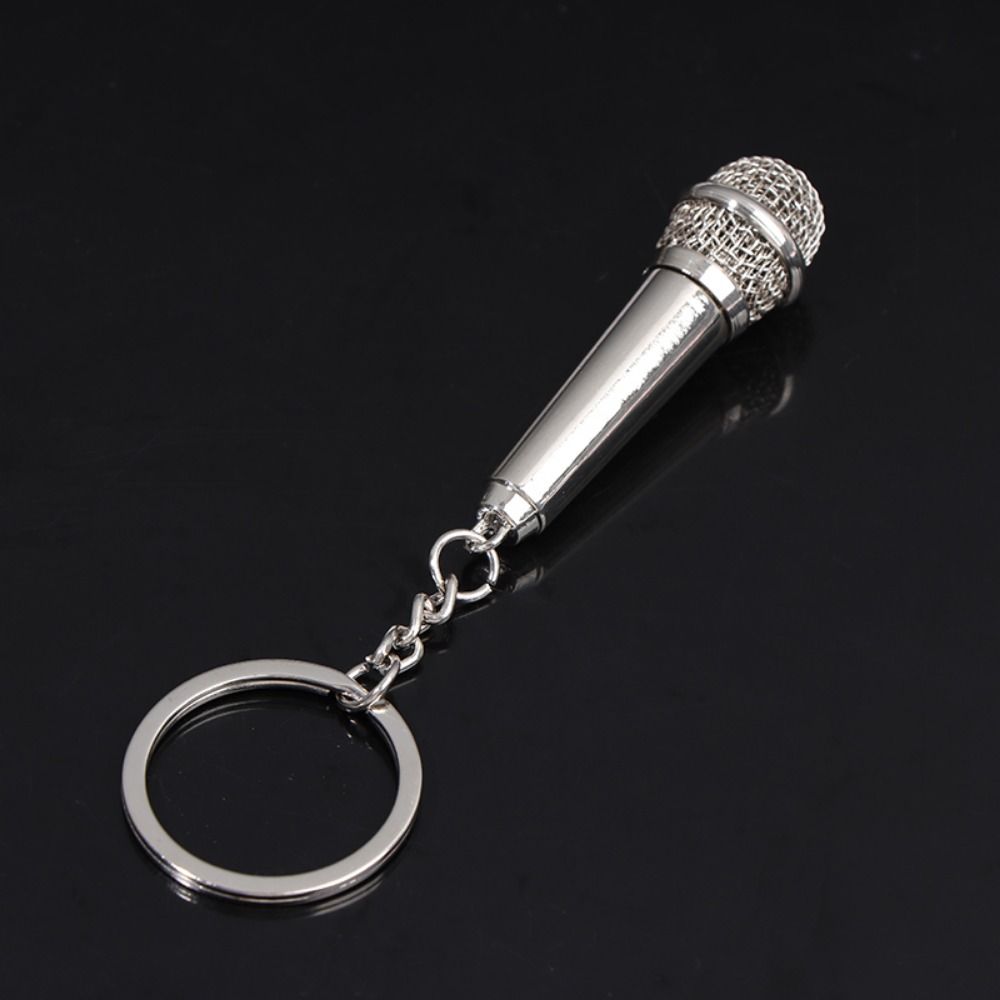 Fashion Car Key Holder Personalized Pendent Key Chain Microphone Key Ring Music Gifts Key Chain