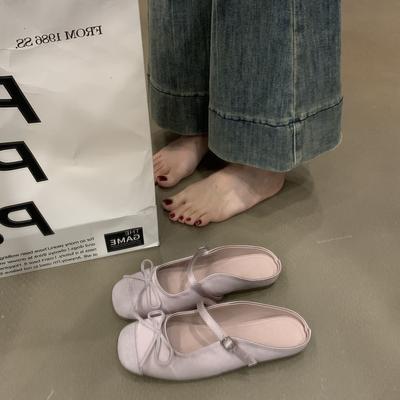 Туфли-полубосоножки с бантом, сандалии Баотоу, женская обувь, внутренняя платформа, обувь на раннюю весну