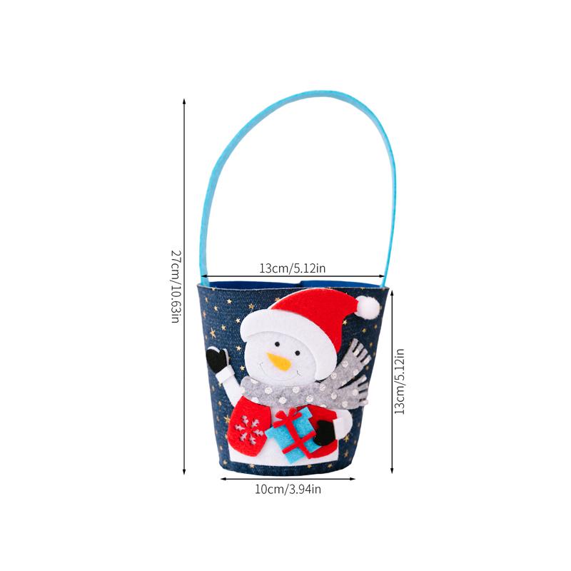Cartoon Christmas Handbag Gift Bucket Festive Elk Cloth Handbag Christmas Gift Bag Washable Candy Bag For Gift Giving 'S Party