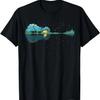 Guitar Lake Reflections Night Sky and Moon Guitar T-Shirt