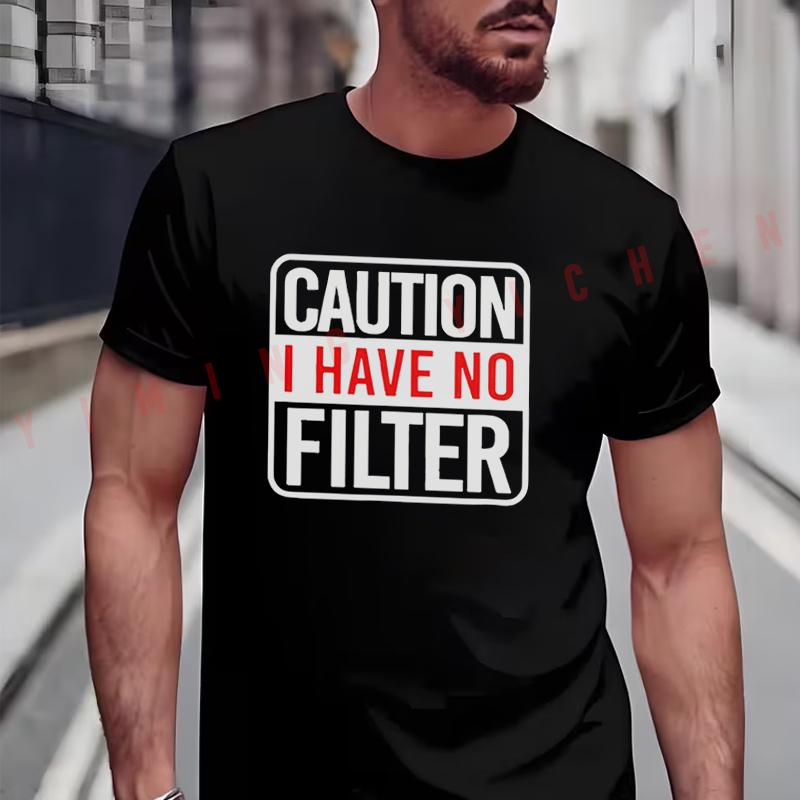 Beware I Have No Filter Funny Motorcycle T-shirt Moto Men Summer TShirts Casual High Quelity O-