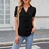 Весна и лето Новая однотонная футболка с короткими рукавами и бантом, модная футболка с V-образным вырезом для женщин