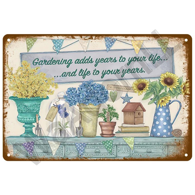 Vintage Metal Tin Sign Retro Cafe Garden Wall Art Home Decor Plaque for Room Farmhouse Painting Gift Perfect for Wall Mural D
