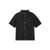 Air  Vintage Polo Collar Button Logo Letter Short Sleeve Denim Jacket Men Jackets Black FZ2132010