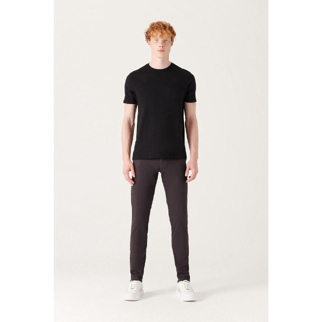 Мужская черная дышащая футболка с круглым вырезом стандартного кроя из 100% хлопка E001000