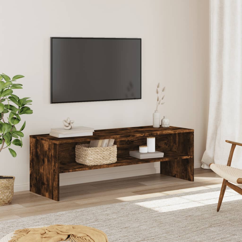 TV Stand Smoked Oak Finish 120 x 40 x 40 cm Particleboard