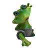 Garden Frog Statue Cartoon Sitting Frog Resin Figurine Animal Sculpture Indoor Outdoor Planter Pot Home Office Desktop Decoration Ornament