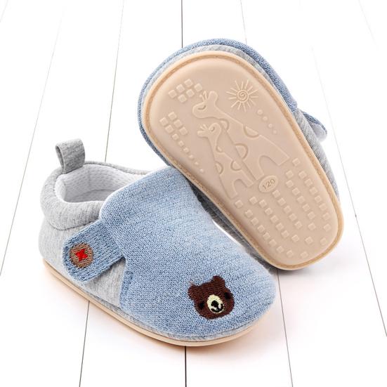 Весенне-осенние нескользящие туфли с 2 волшебными пастами для маленьких мальчиков и девочек с медвежьим принтом для малышей