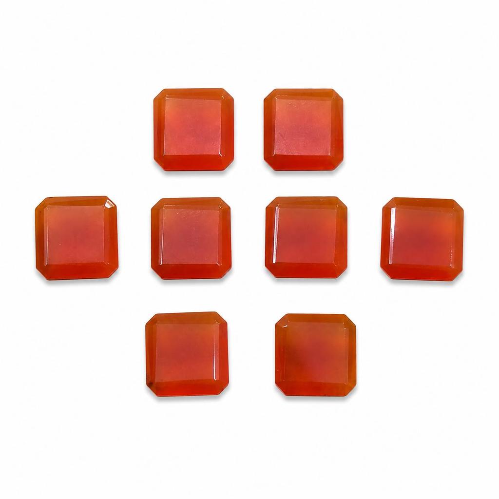 Natural Carnelian Emerald Cut Cabochon Lot, AAA Carnelian Loose Gemstones, Orange Red Emerald Cut Stones for Jewelry Making