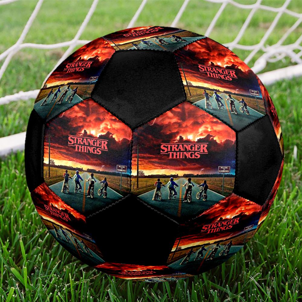 stranger things Indoor Soccer Ball Colorful Machine Stitched PVC Size 5 Team Training Competition Ready Durable High-Bounce Cool Sports Gift