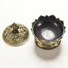 Tibet Collect Bronze Auspicious Lotus Shape Statue Box Incense Burner Censer