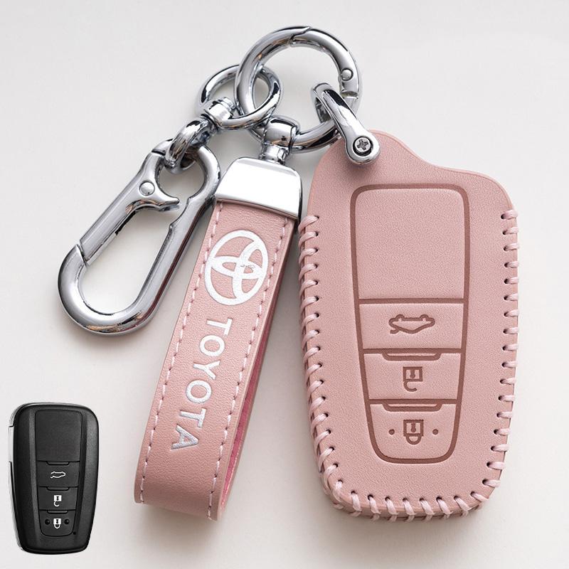 Leather Car Smart Remote Key Case Cover Holder Shell Fob For Toyota Corolla Prius Camry CHR C-HR RAV4 Altis Land Cruiser Prado
