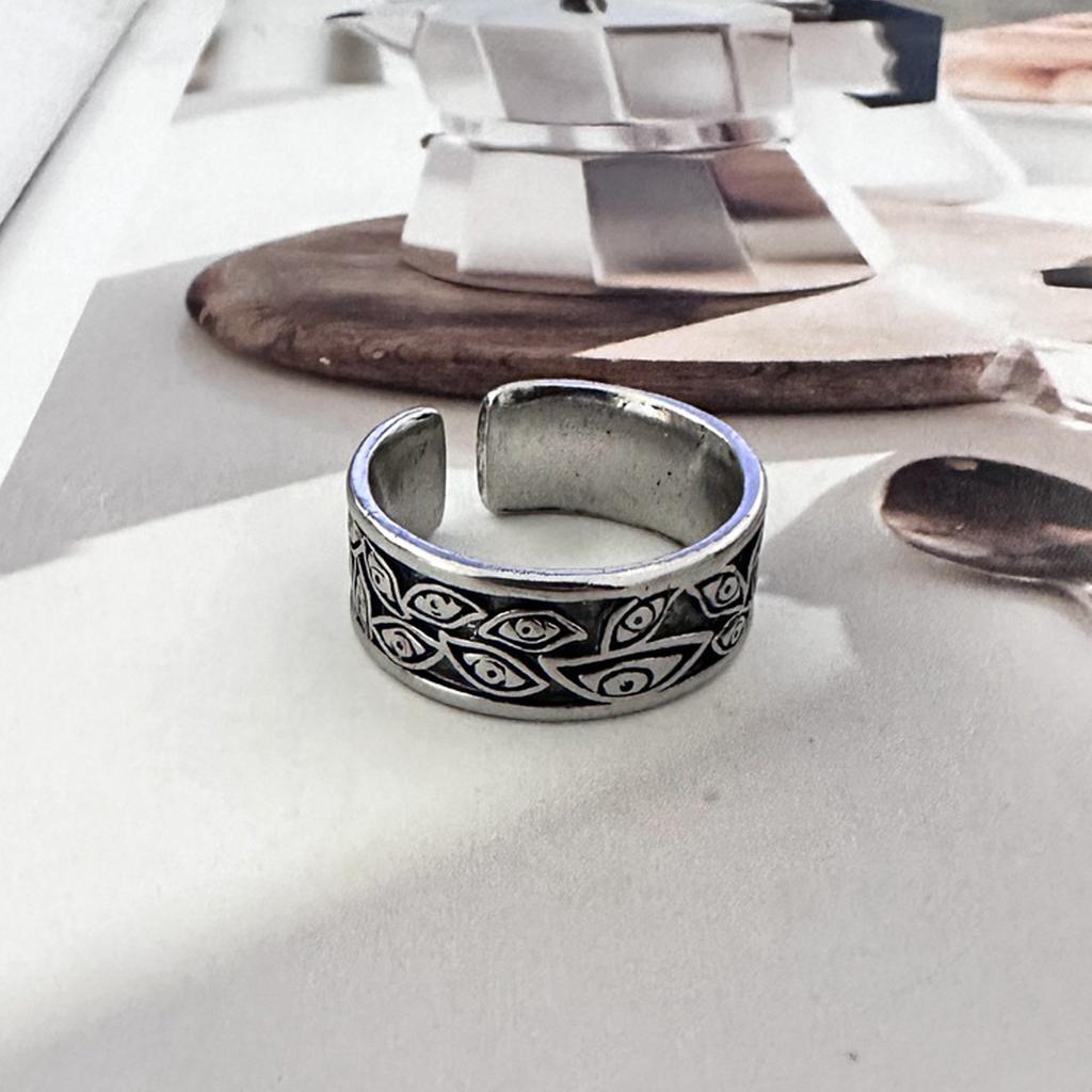 Кольцо в стиле ретро «Дьявол глаза» для мужчин, серебряное, панк, готика, регулируемое, манжетное, рок, хип-хоп, ювелирные изделия ручной работы, аксессуары, подарок для мужчин