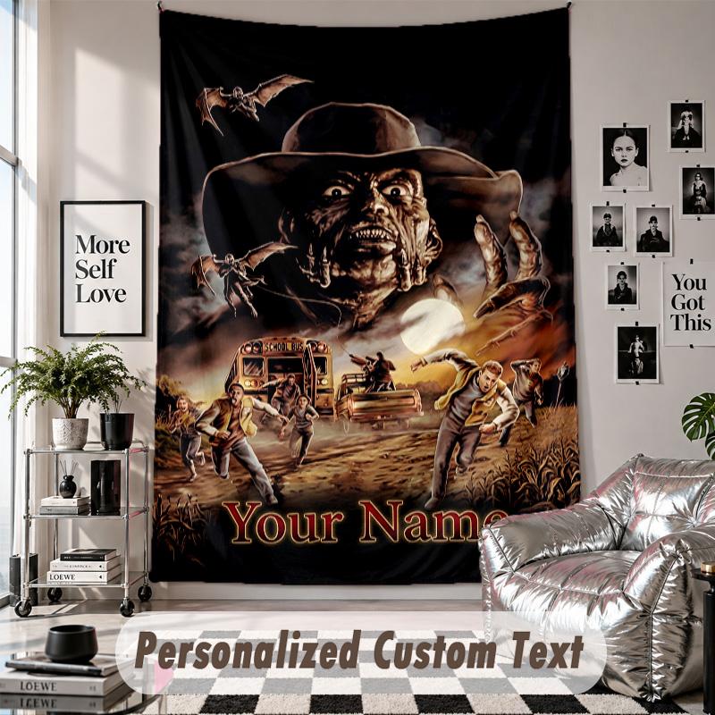 Custom Tapestry Wall Hanging, Jeepers Creepers The Creeper Personalized Name Text Home Wall Decor