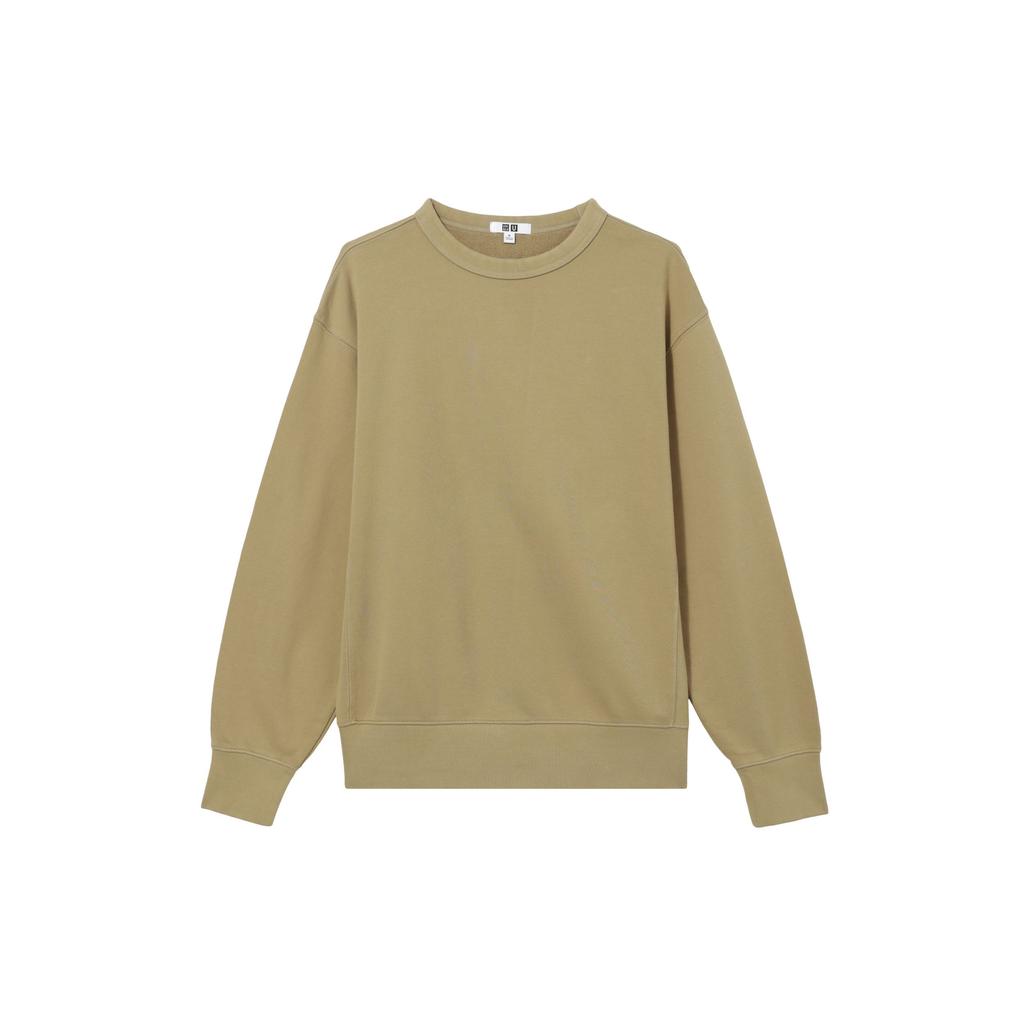 Uniqlo Свитшот мужской с круглым вырезом и длинным рукавом, однотонный, Коллекция Осень/Зима 2022, Цвет: горчичный, Артикул: 452189-49