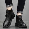 Men Boots Leather Casual Platform Boots Zipper British Style Autumn Winter Fashion Comfortable Mens Shoes Ankle Botas