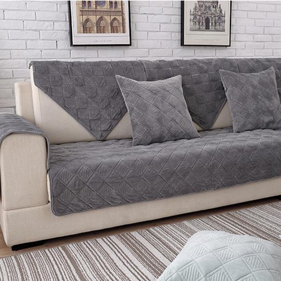 Всесезонная универсальная короткая плюшевая подушка для дивана, утолщенный нескользящий чехол, тканевая подушка, полный комплект, универсальный чехол для дивана с защитой от кошачьих царапин
