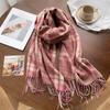 Корейский вариант клетчатого шарфа из искусственного кашемира, модный и простой, универсальный, теплый шарф, женская шаль с бахромой