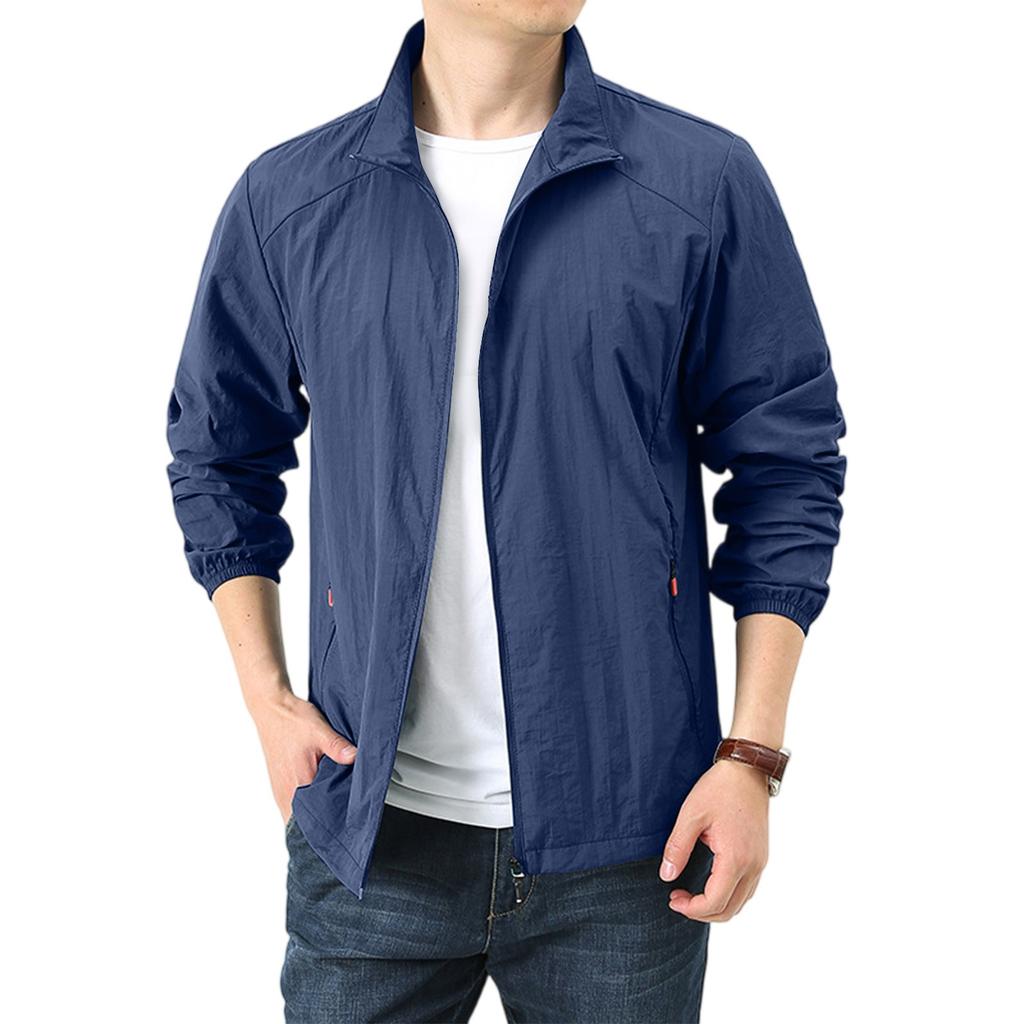 Men's Summer Light And Solid Color Outdoor Loose Large-sized Sun-protective Clothing, Waterproof Windbreaker Jacket