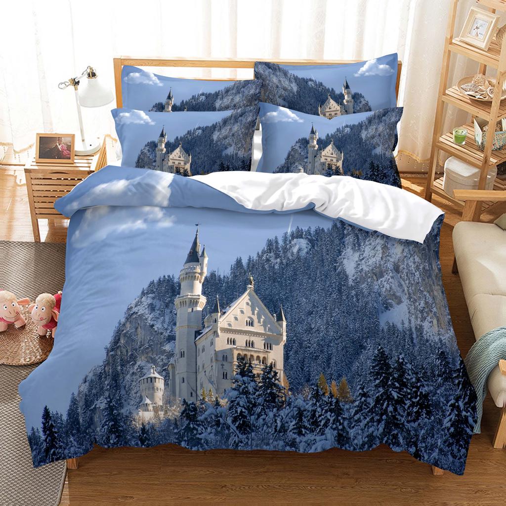 Building Famous Landscape Bedding Set For Bedroom Soft Bedspreads For Bed Home Comfortable Polyester Duvet Cover With Pillowcase