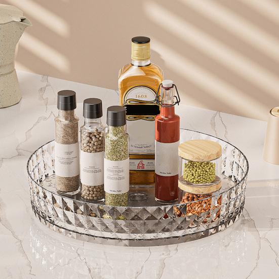 Lazy Susan Organizer Turntable Transparent Multi-Purpose Countertop Spice Rack Cosmetic
